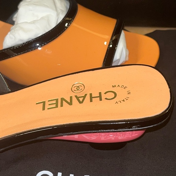 Authentic Chanel Mules orange/black size 41 - Picture 9 of 16